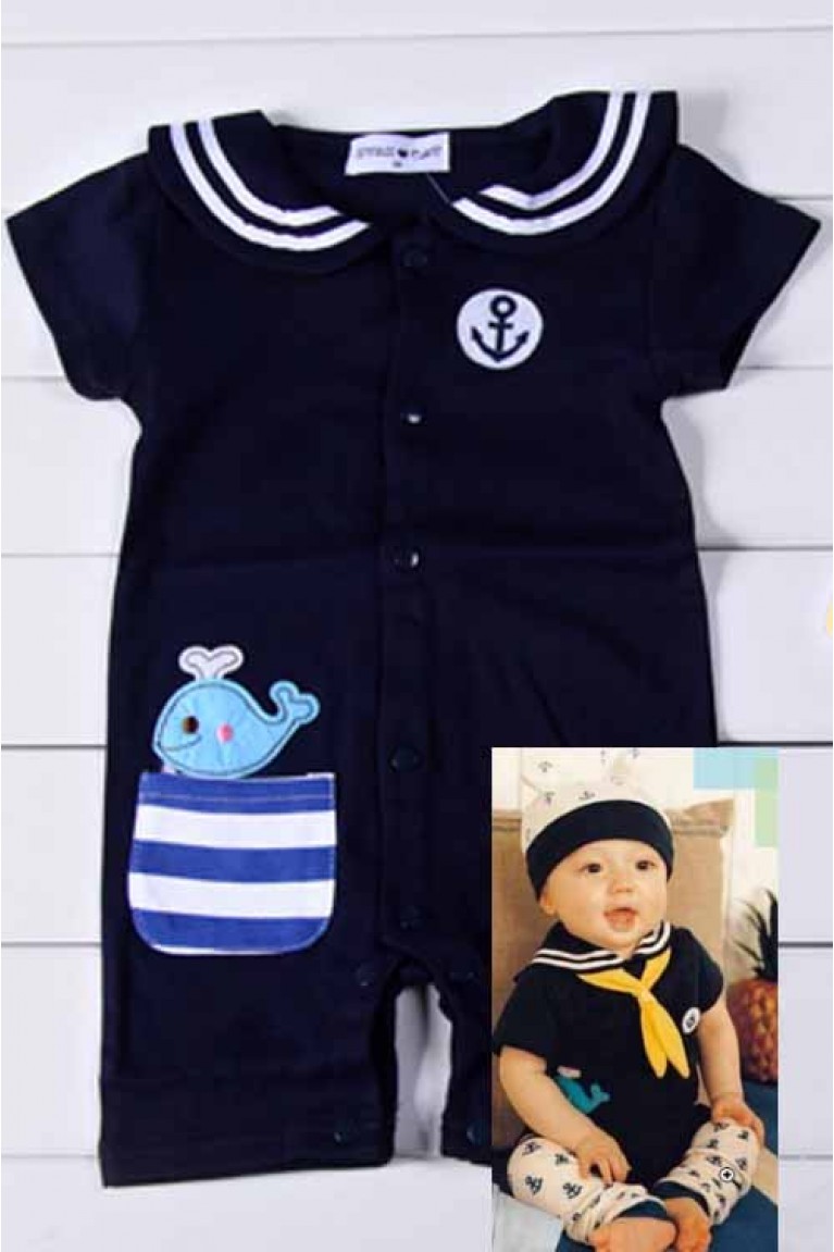 Baby Boy Sailor Romper-Dark Blue