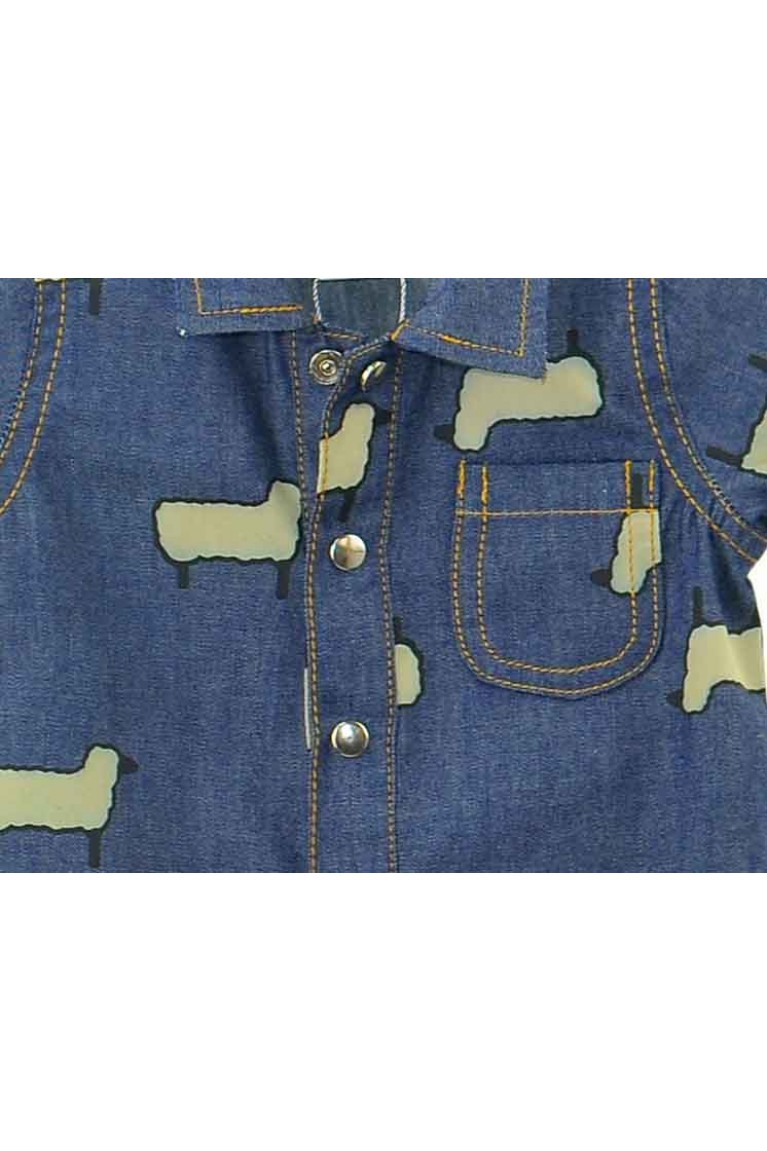 Little Sheep Baby Denim Romper-Blue