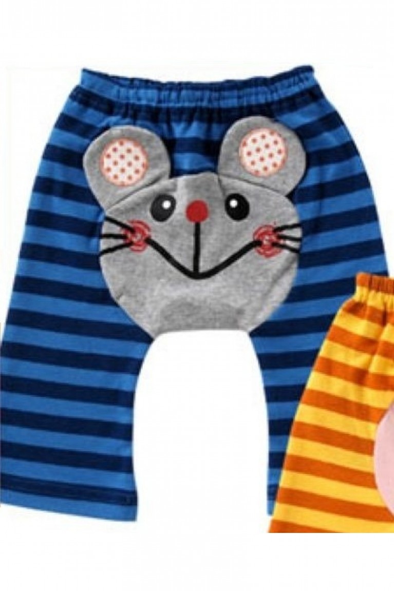 Stripe Mouse Baby PP Pants - Dark Blue