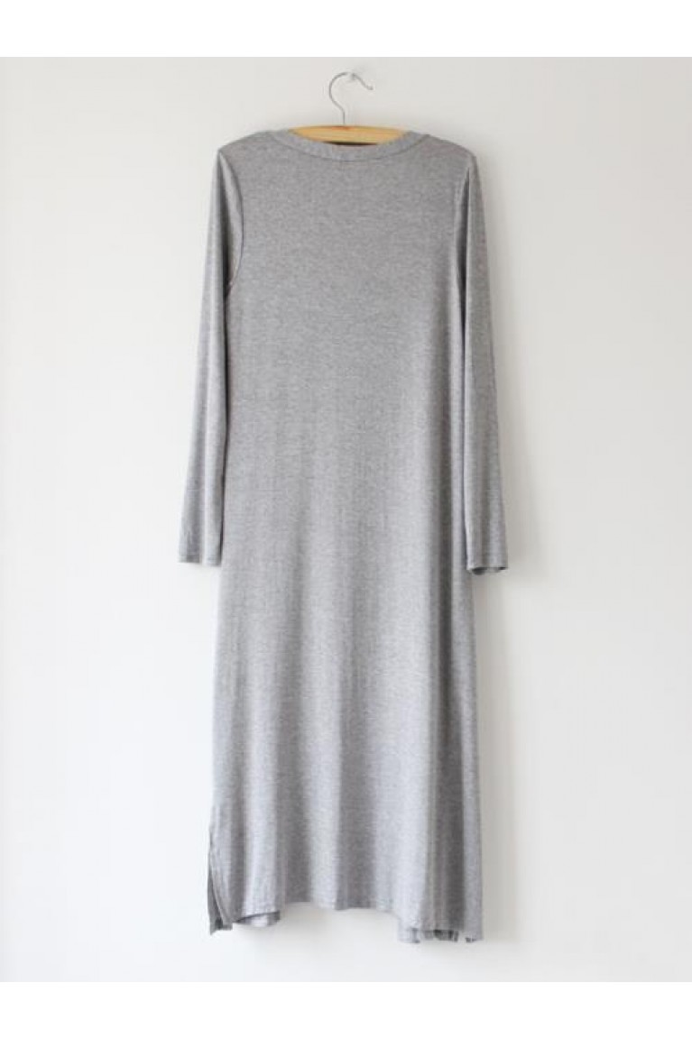 Simple Plain Maternity Long Sleeve Cardigan - Light Grey