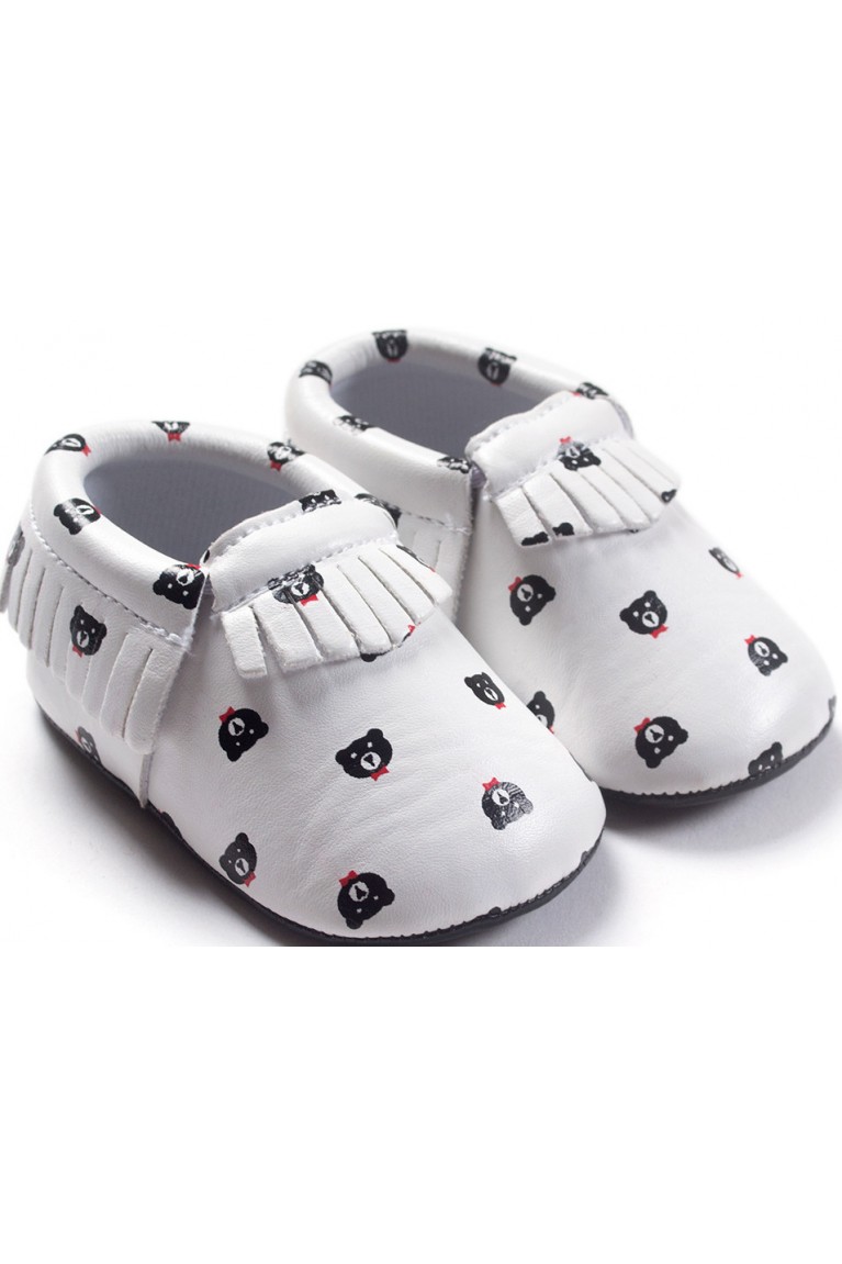 Cute Bear Design Pre-walker Shoes -White