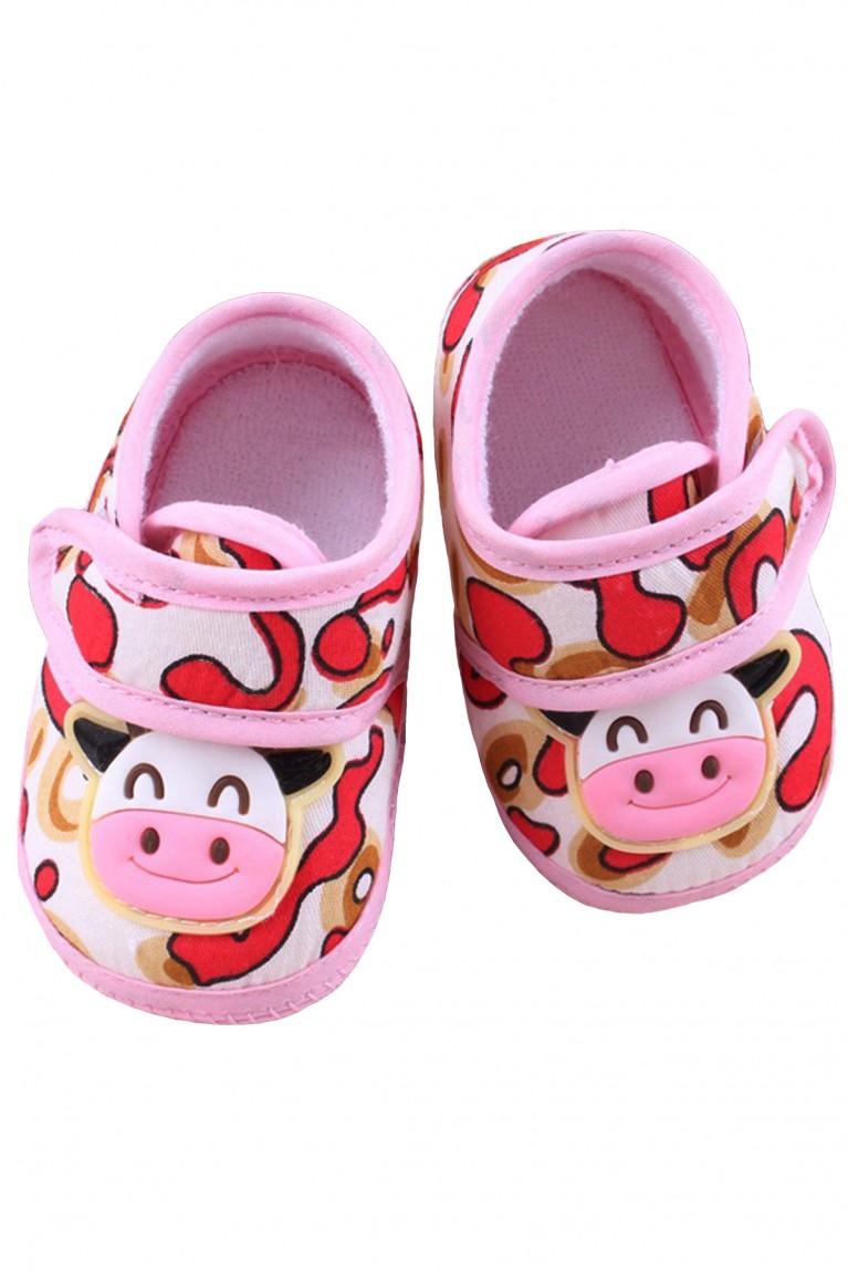Cow Design Pre-walker Shoes - Pink