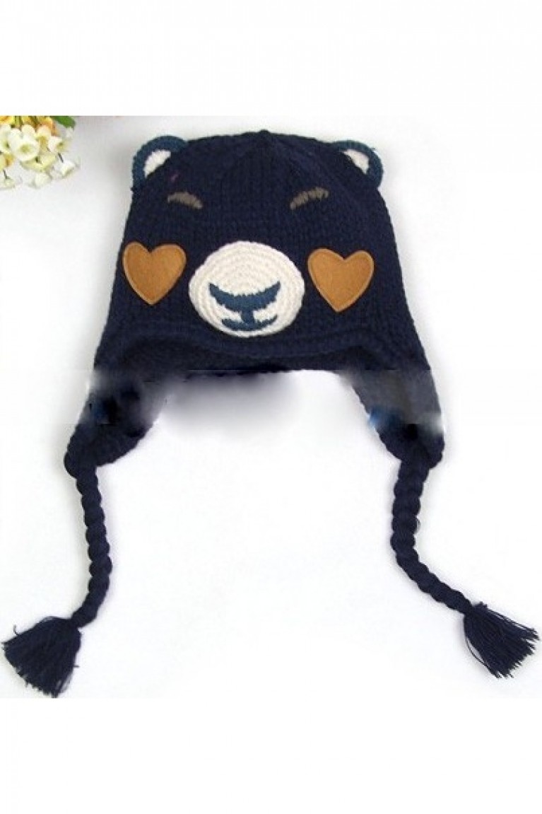 BH280 : Braid Bear Crochet Beanie Hat 