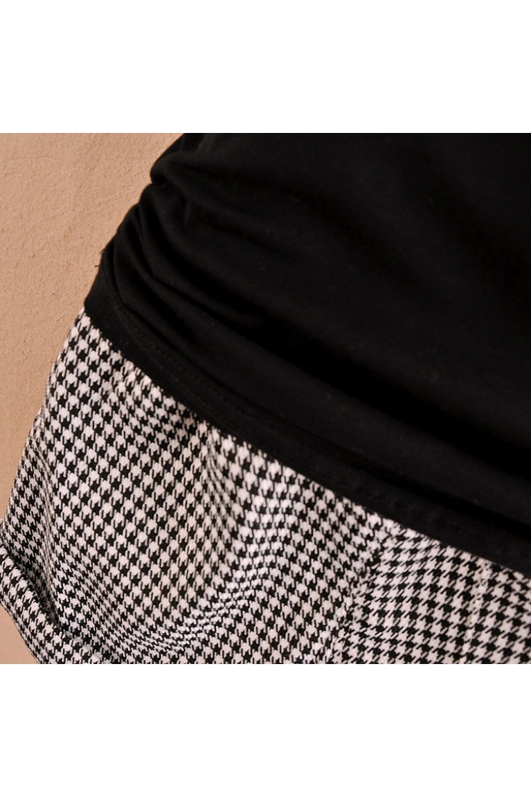 Houndstooth Design Kids Top + Pants (2pcs Set) - Black