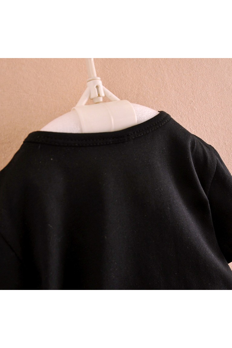 Houndstooth Design Kids Top + Pants (2pcs Set) - Black