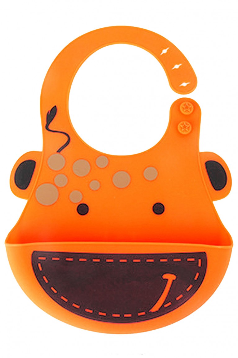 Giraffe Baby Soft Bib - Orange