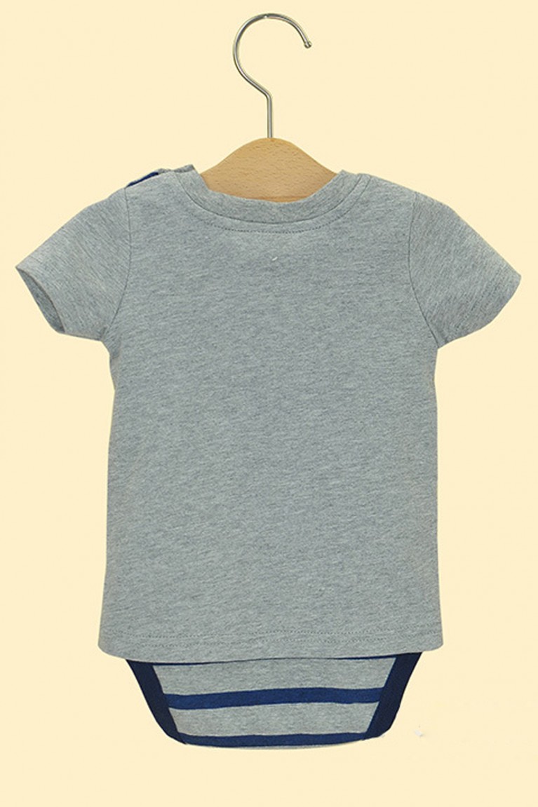 Fake 2 Pieces Baby Romper - Grey