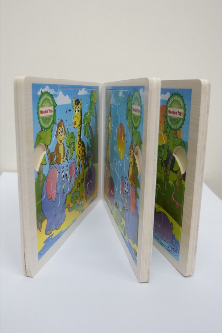 Elephant And Friend Wooden Puzzle Book 