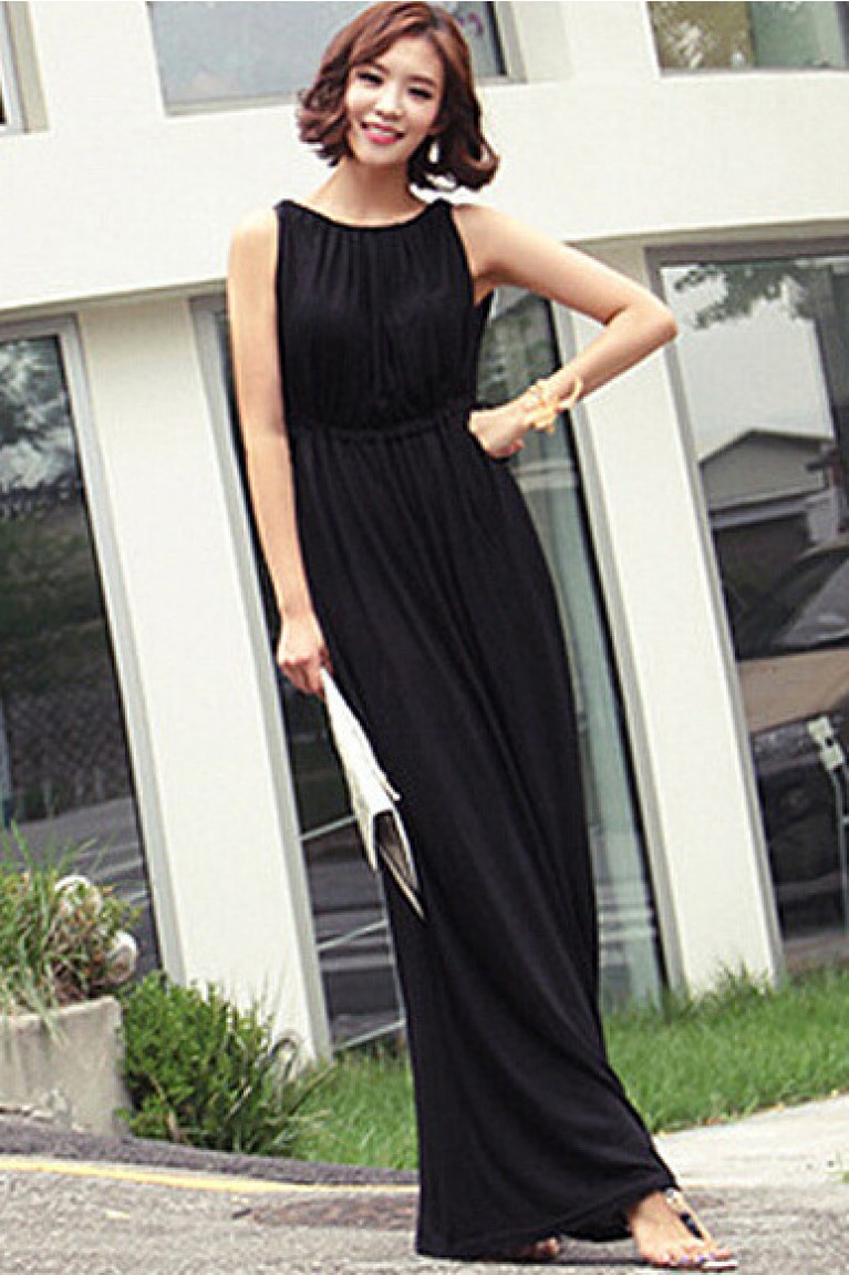 Sleeveless Maternity Dress With Waist Tie - Dark Grey