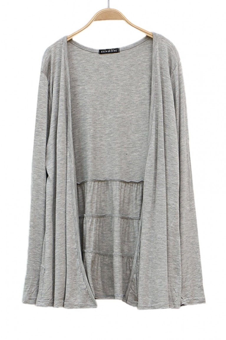 Stylish Long Sleeve Maternity Cardigan - Light Grey