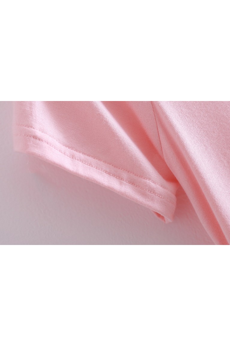 Simple Short Sleeve Maternity Dress - Dark Blue + White