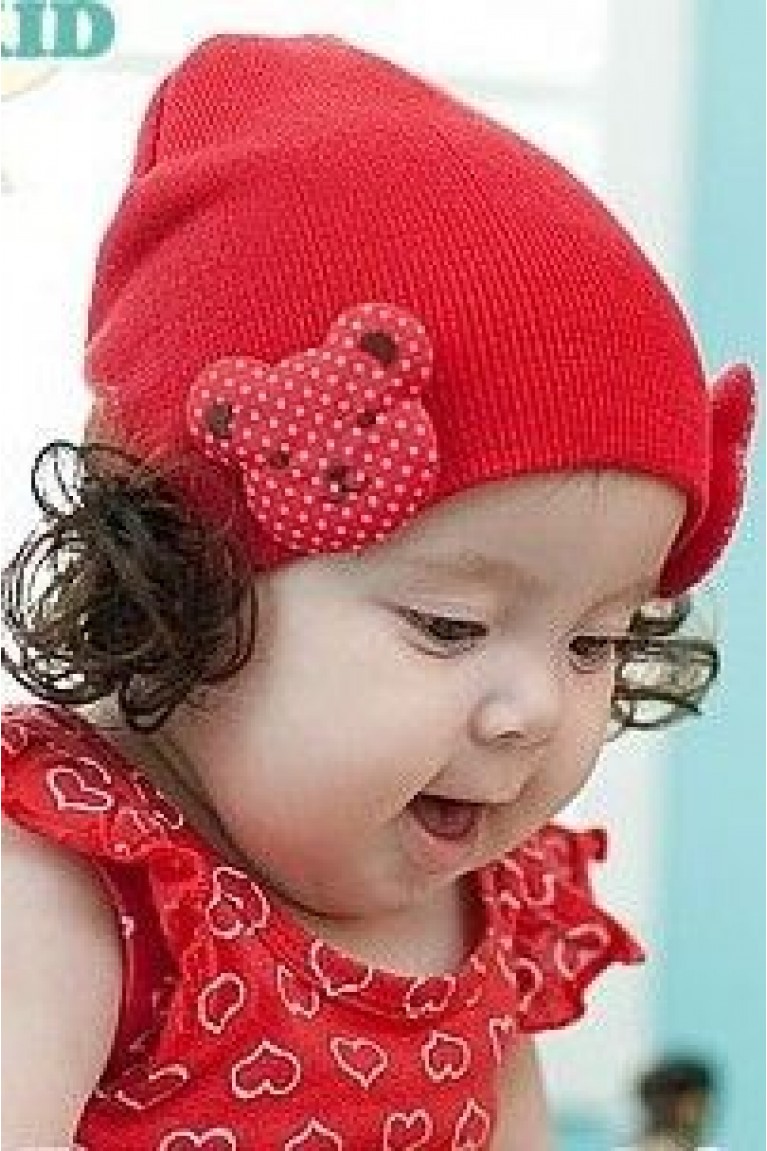 Cute Two Bear Baby Hair with Wig 
