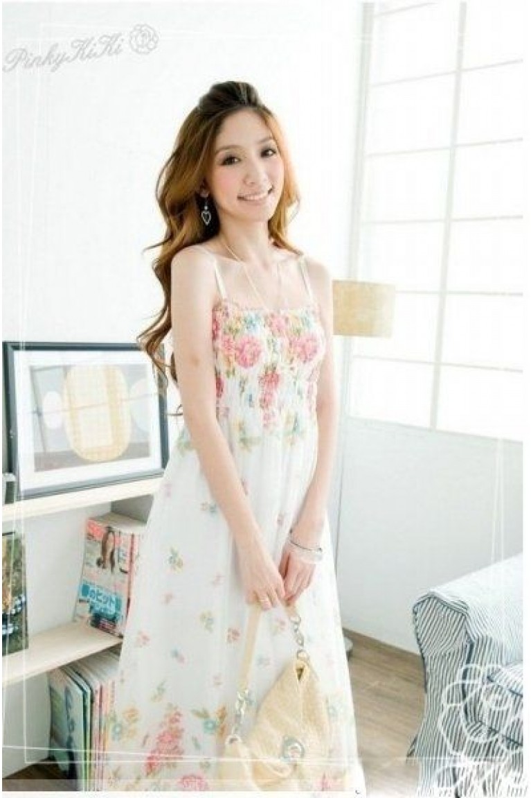 SGL4409 : Floral Shirred Bust Maxi Dress