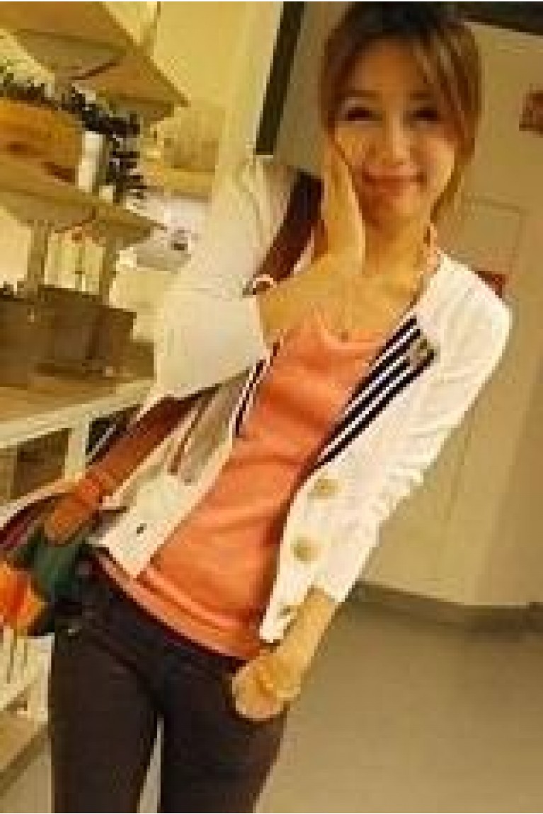 Simple Plain Button Cardigan Long Sleeves