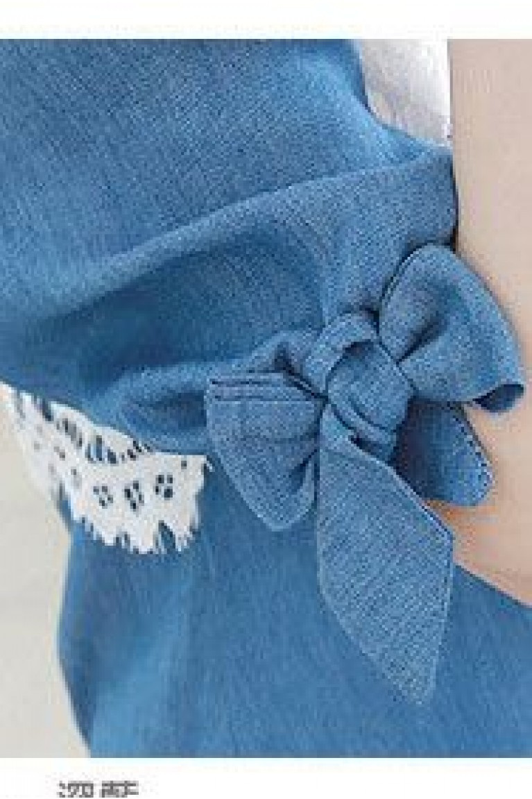 Ladies Laced Medium Sleeve Top - Blue