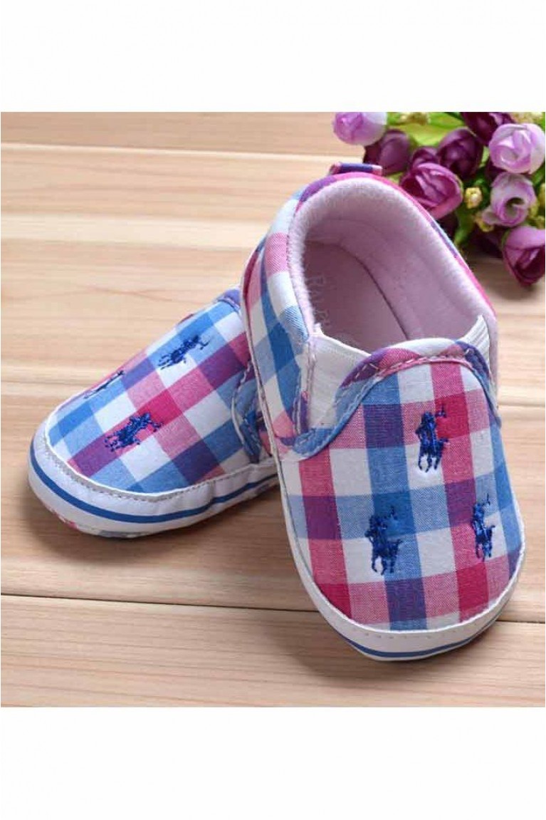 Branded Stylish Checker Boy Pre-walker Shoes - Pink