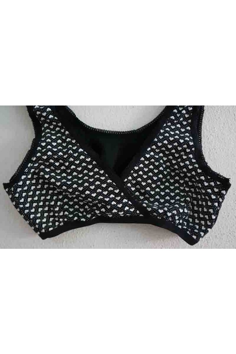 Small Love & Tiny Polka Dot Nursing Sleep Bra (L) - Black