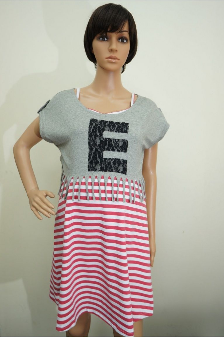 SGM81286 : Maternity Stripe Dress + Top (2pcs Set)
