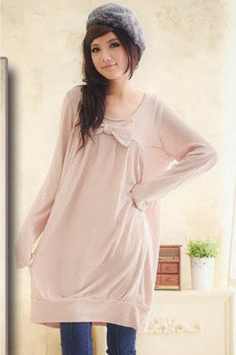 Plain Bowkont Knitted Long Sleeves Maternity + Nursing Blouse