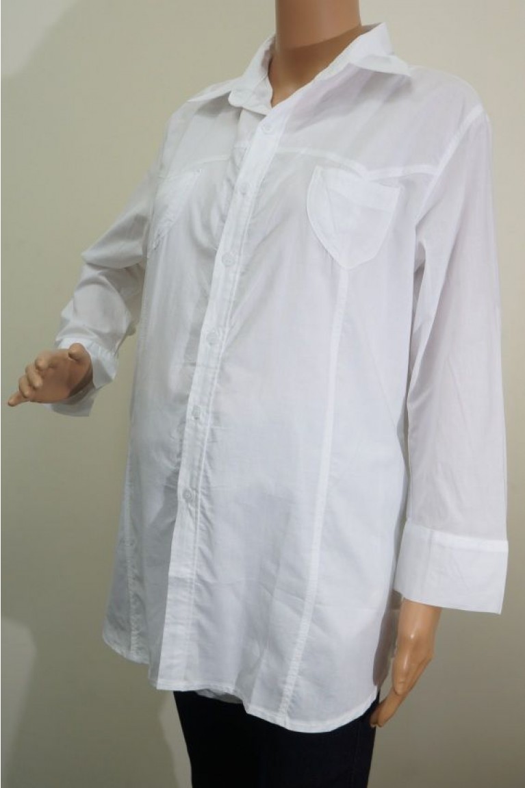 SGM81470 : Polo Collar Long Sleeves Maternity / Plus Size Office Shirt