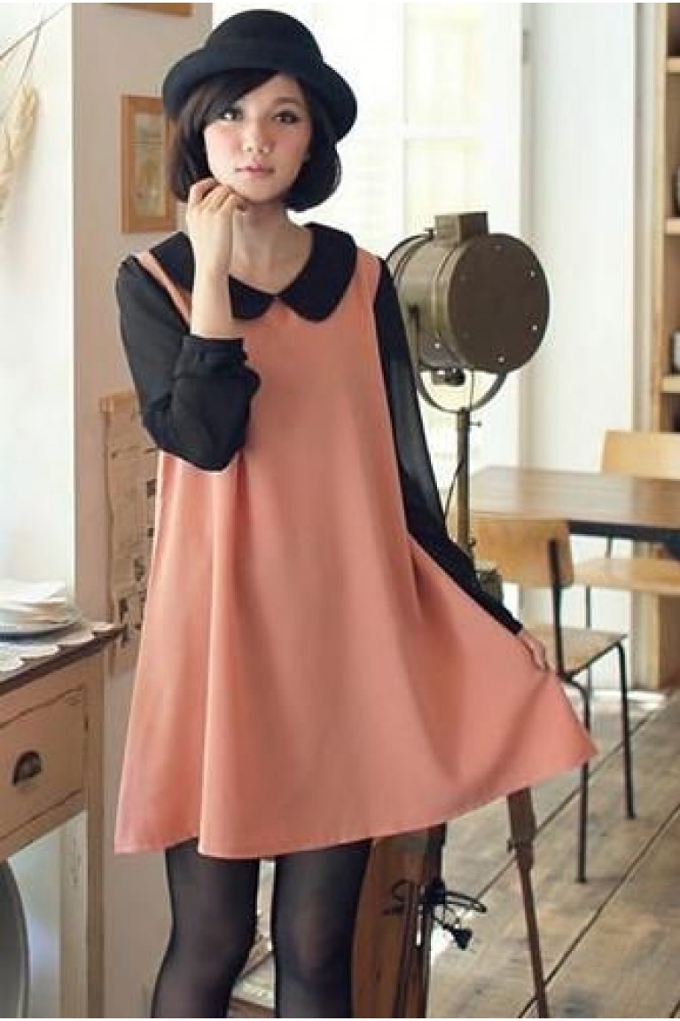 Stylish Peter Pan Collar Long Sleeves Maternity Blouse
