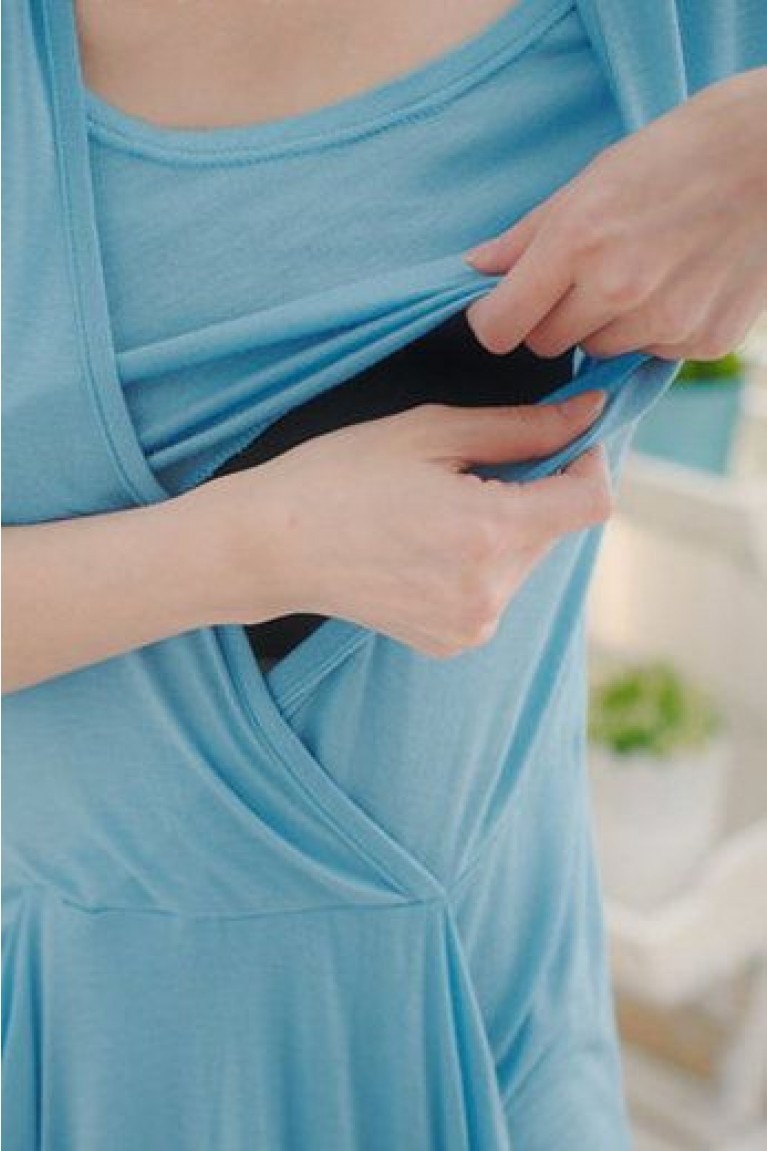 SGM81606 : Maternity + Nursing Stylish Plain Dress