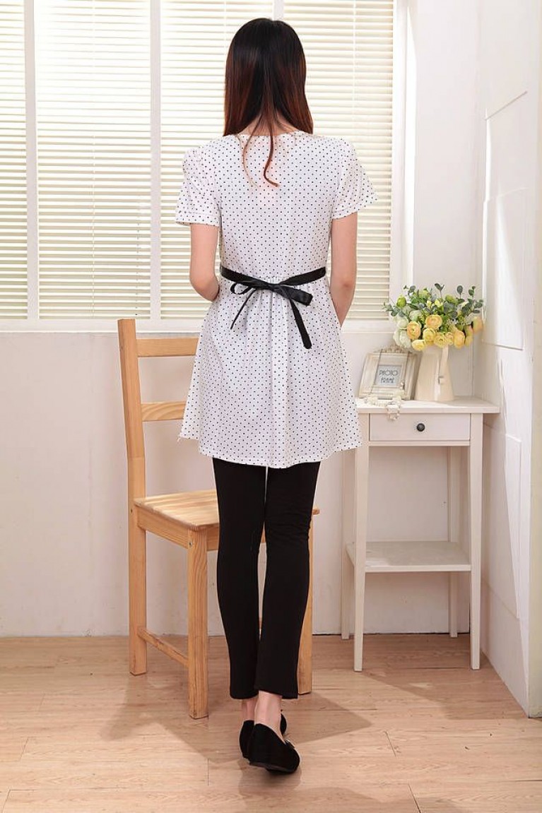 SGM81617 : Bautiful Crochet Flower Polkadot Maternity Blouse 