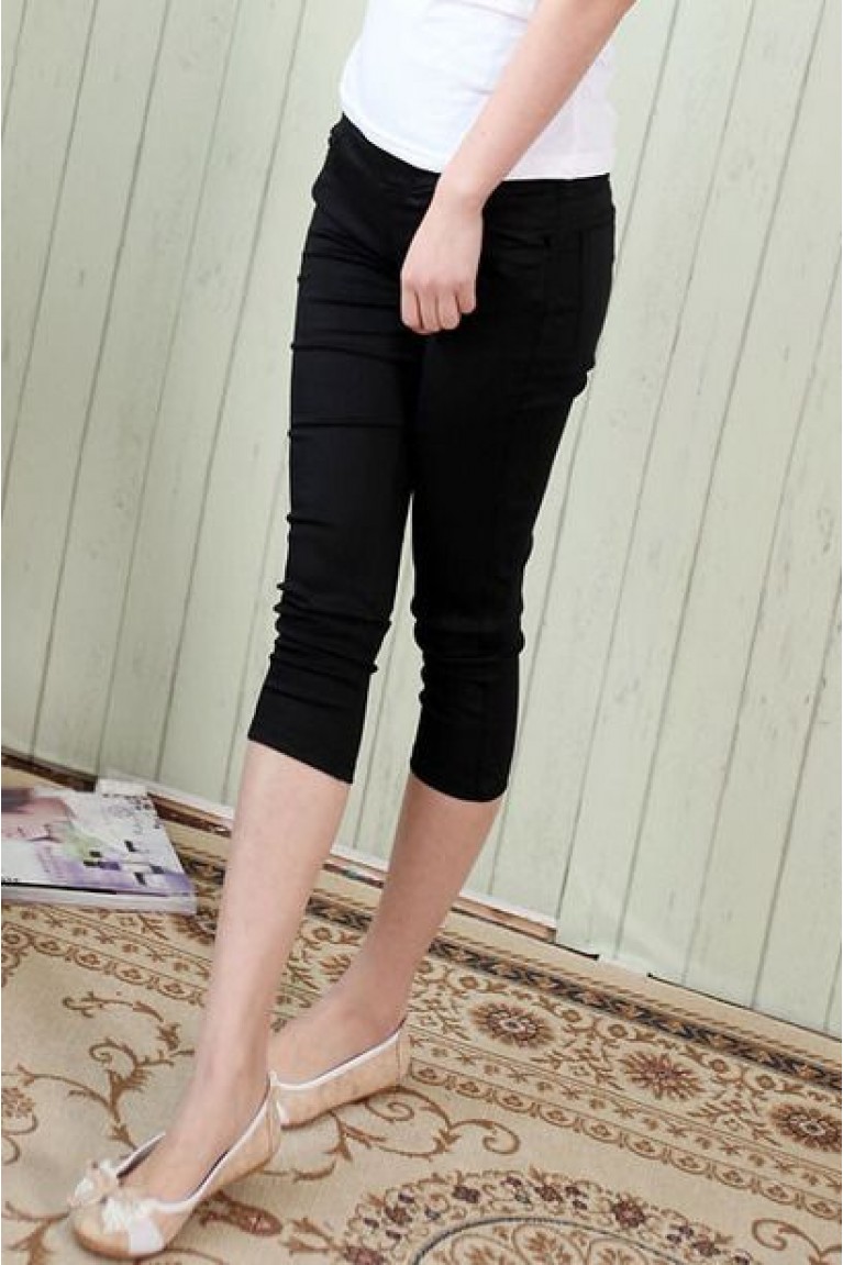 Maternity Denim Capry Pants - White (S, M, L, XL, XXL)