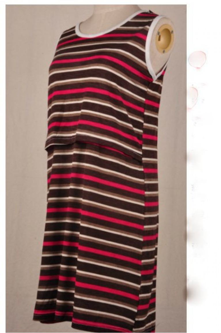 Stripe Maternity + Nursing Sleeveless Dress 