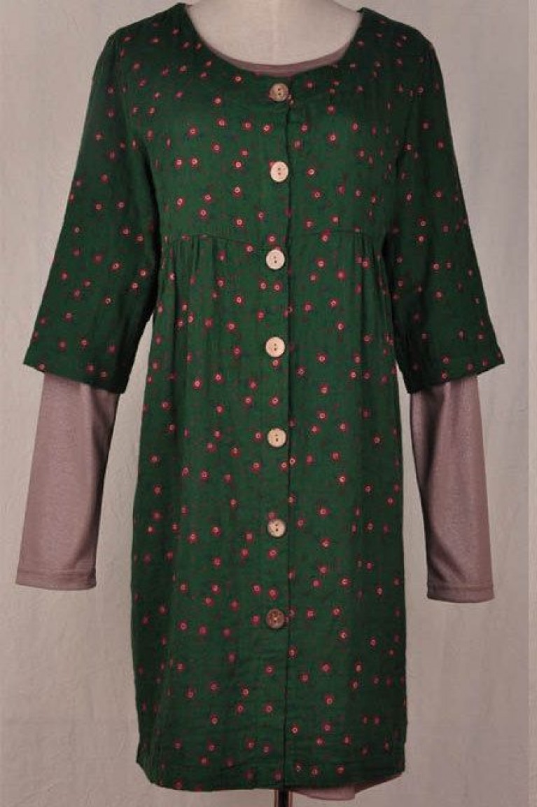 Flowers Maternity + Nursing Dress With Plain Inner (2pcs Set)