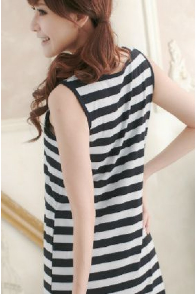 Crochet Patch Stripe Maternity + Nursing Shirt Dress 