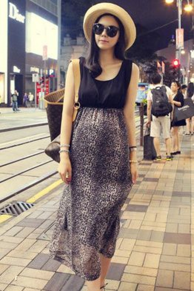 Maternity Leopards Print Sleeveless Dress
