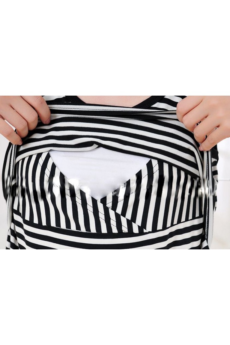 Striped Maternity + Nursing Sleeveless Dress
