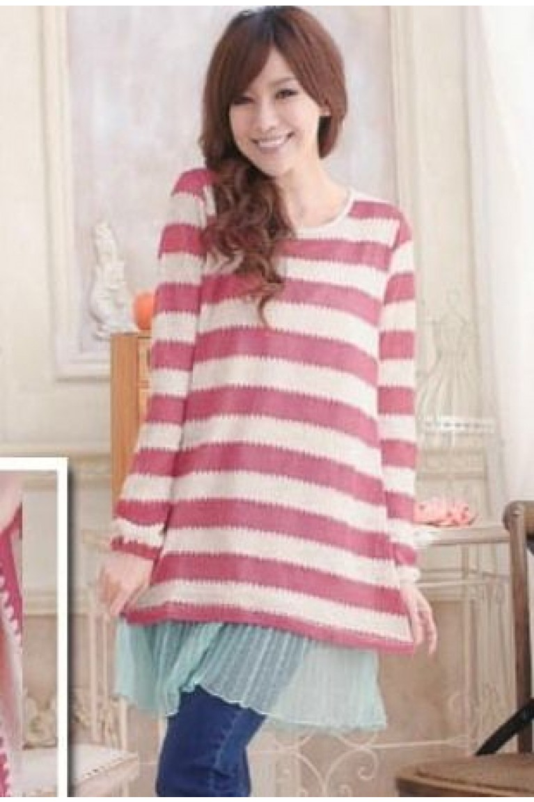 Maternity + Nursing Sleeveless Blouse With Stripes Top (2pcs Set)