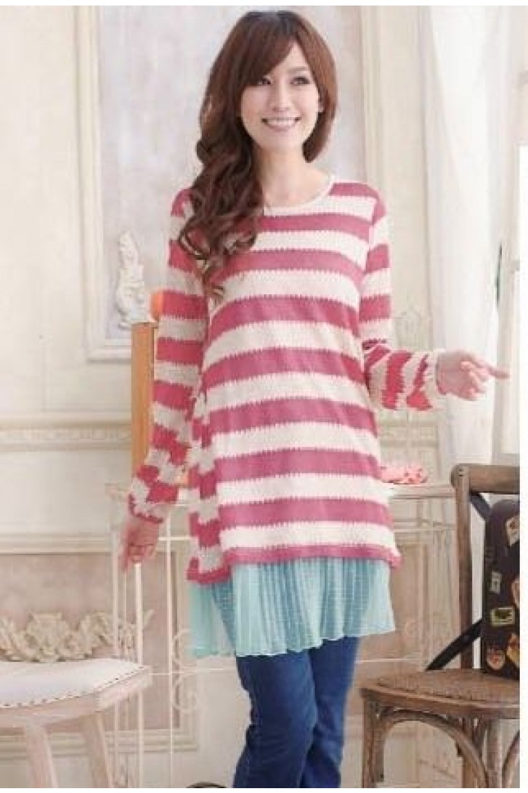 Maternity + Nursing Sleeveless Blouse With Stripes Top (2pcs Set)