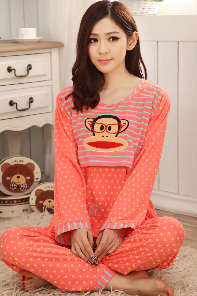 Specky Monkey Maternity + Nursing Confinement Set / Sleep Wear - Dark Pink (L, XL)
