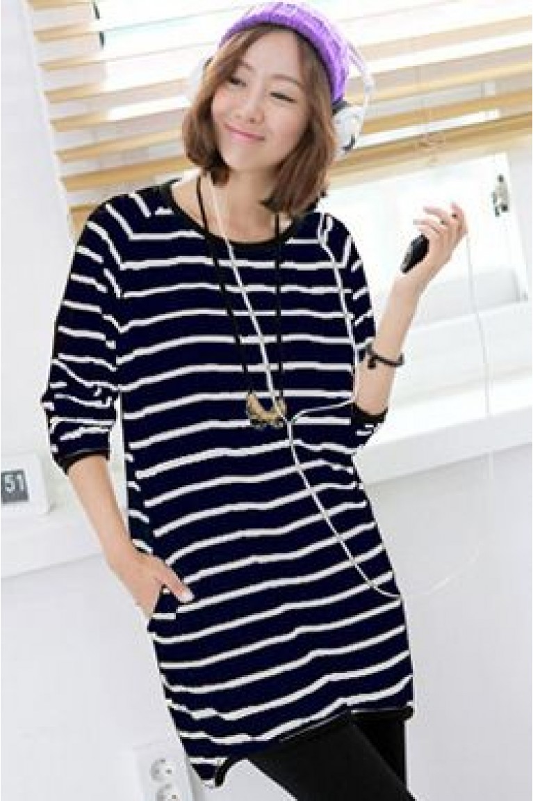 Striped Long Sleeve Shirt Dress