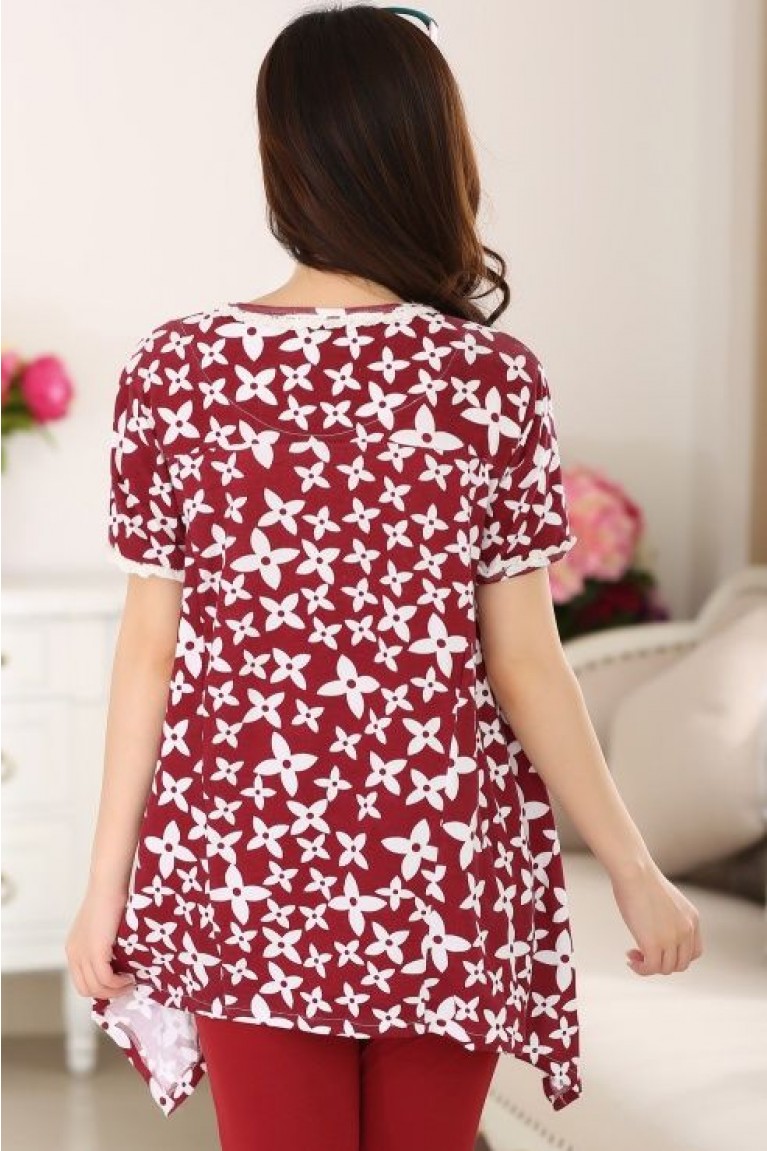 Flowers Print Maternity + Nursing Confinement Set / Sleep Wear