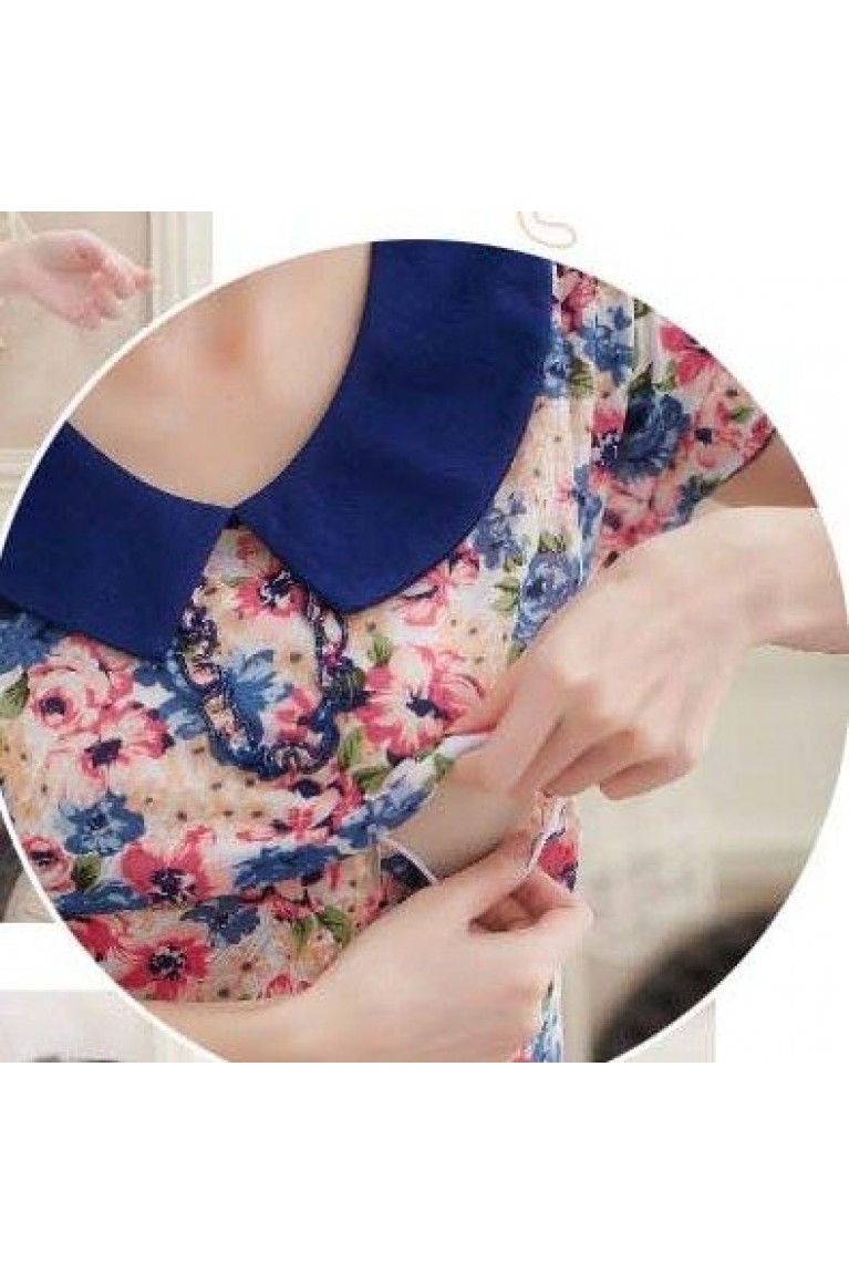 Maternity + Nursing Roses Top With Plain Skirt (2pcs Set)