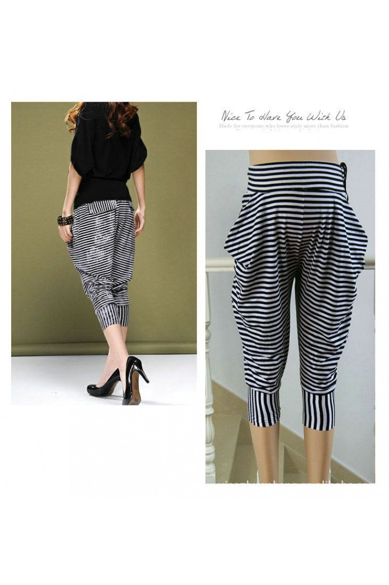 SGM8312 : Trendy Zebra Stripes Maternity Harem Capri Pants