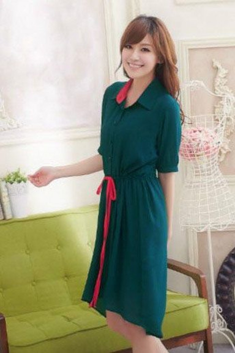 Maternity + Nursing Collar Dress Short Sleeve  (M, L)