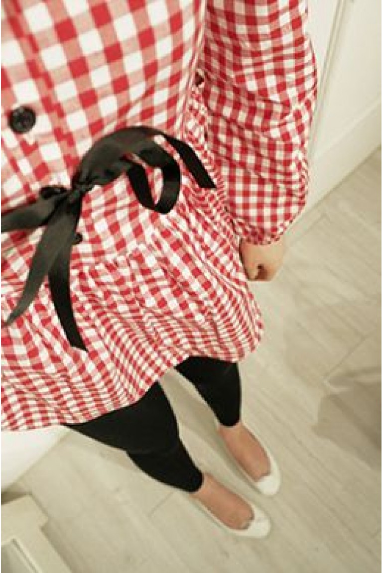 Maternity Plaid Pettern Long Sleeve Blouse 