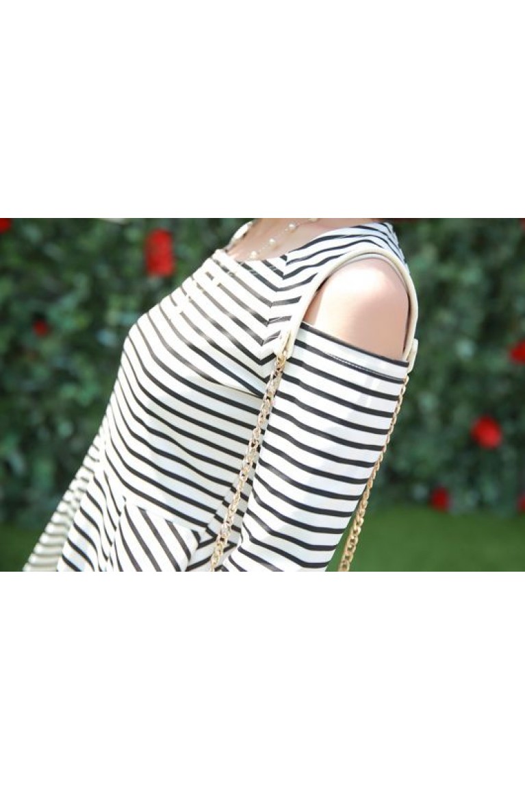 Maternity Sholder Cut Stripe Design Long Sleeve