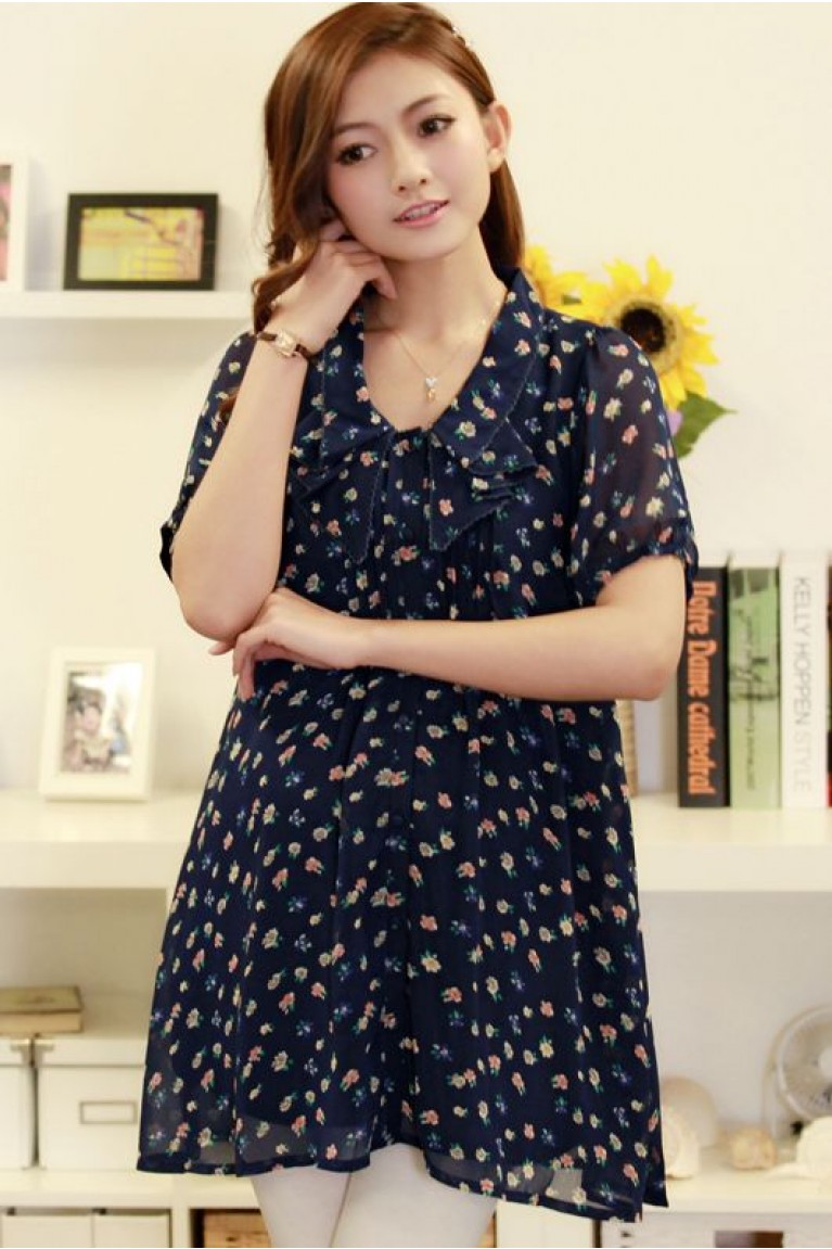 Maternity + Nursing Floral Print Short Sleeve Blouse