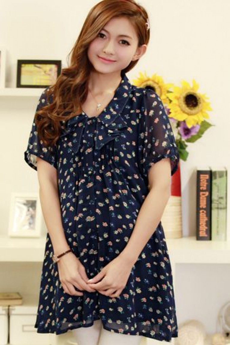 Maternity + Nursing Floral Print Short Sleeve Blouse