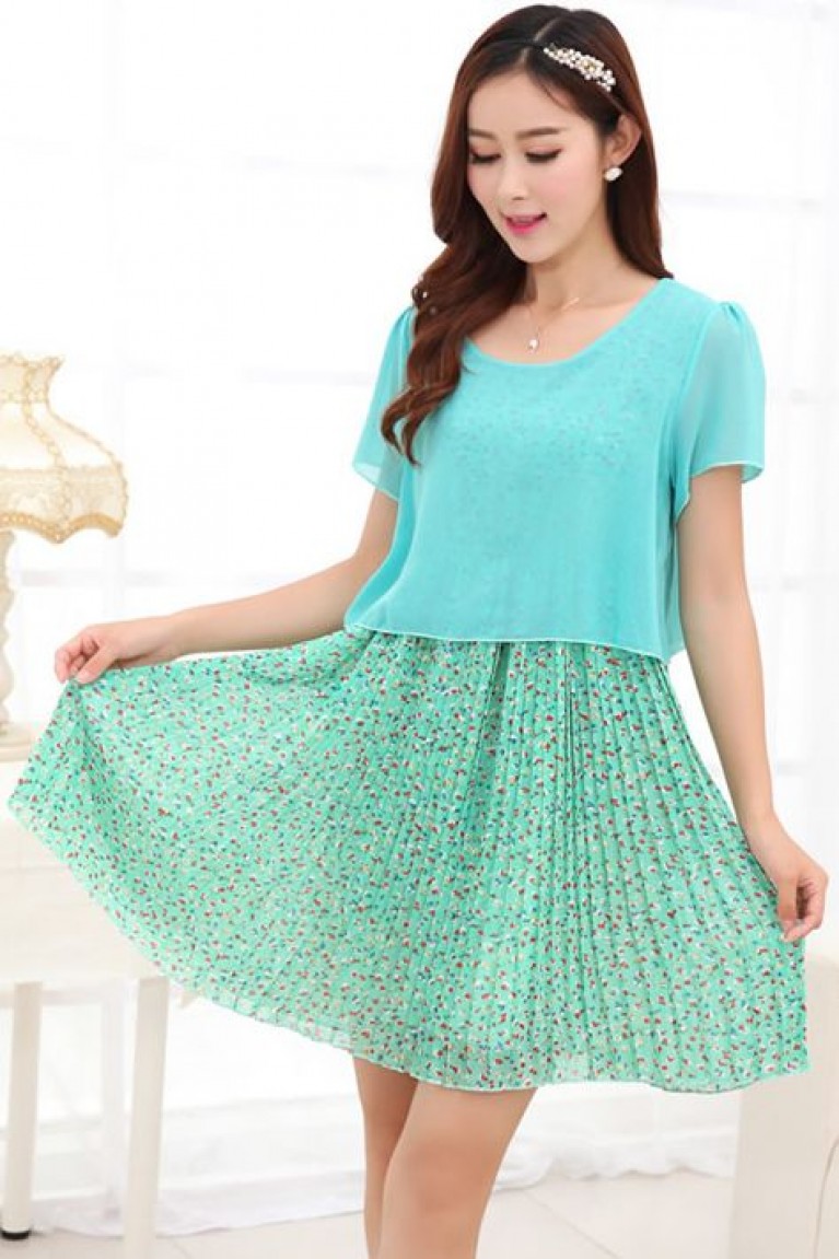 Maternity Tiny Flower Print Short Sleeve Dress 