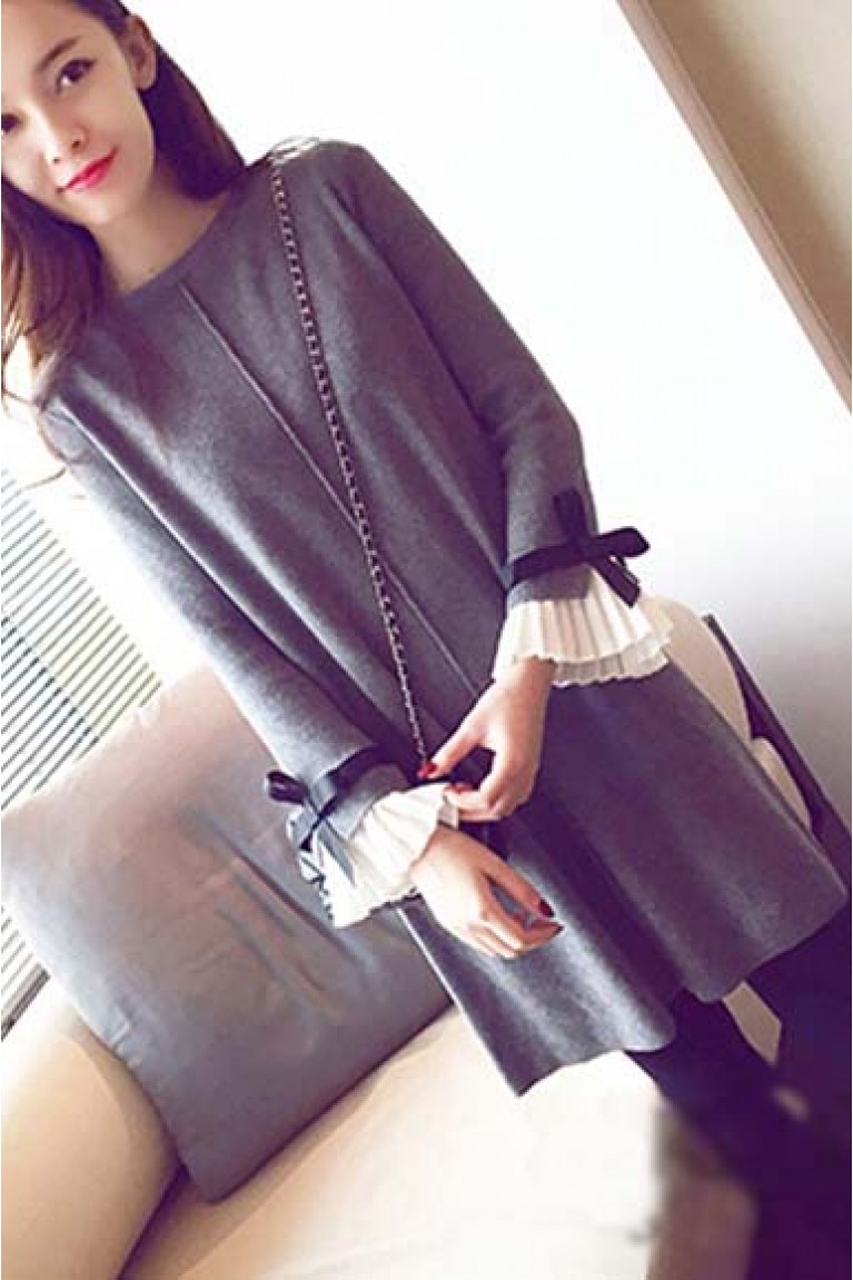 Ruffle Ribbon Long Sleeve Maternity Blouse