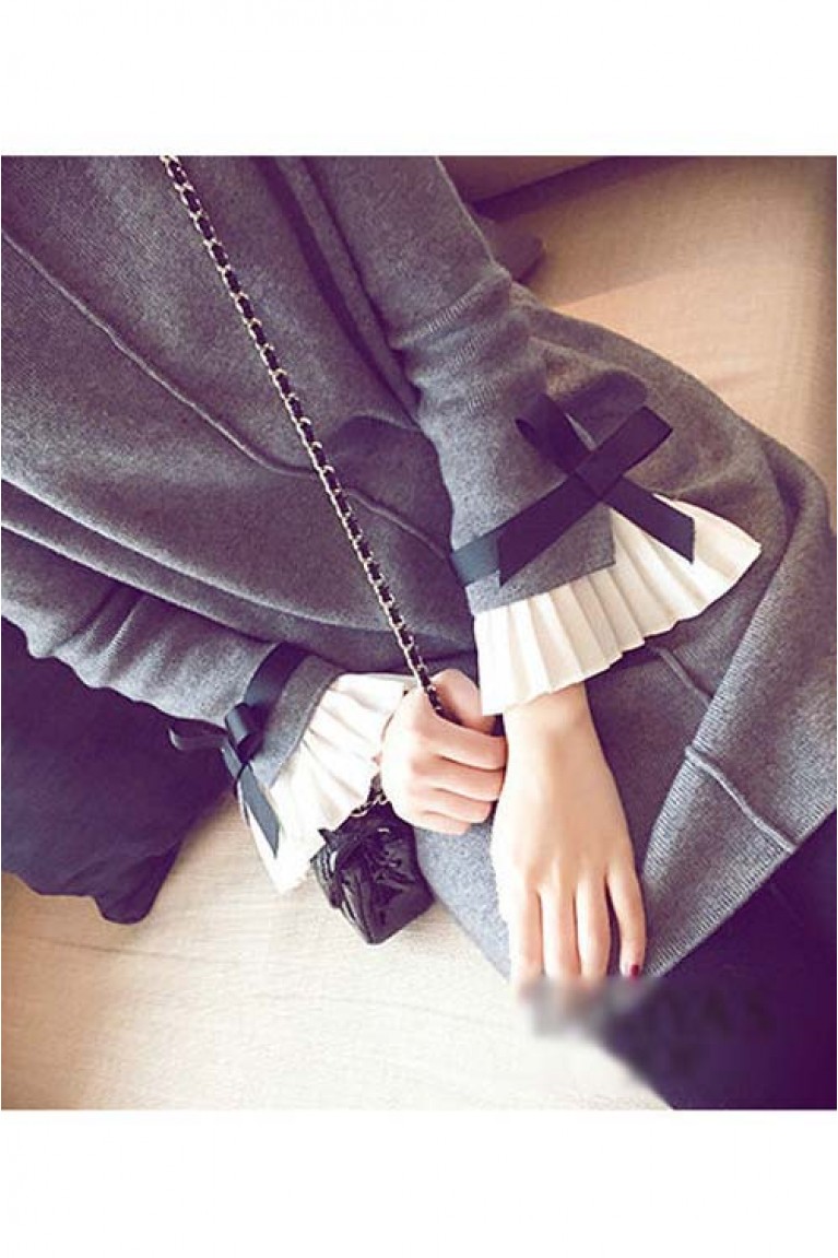 Ruffle Ribbon Long Sleeve Maternity Blouse