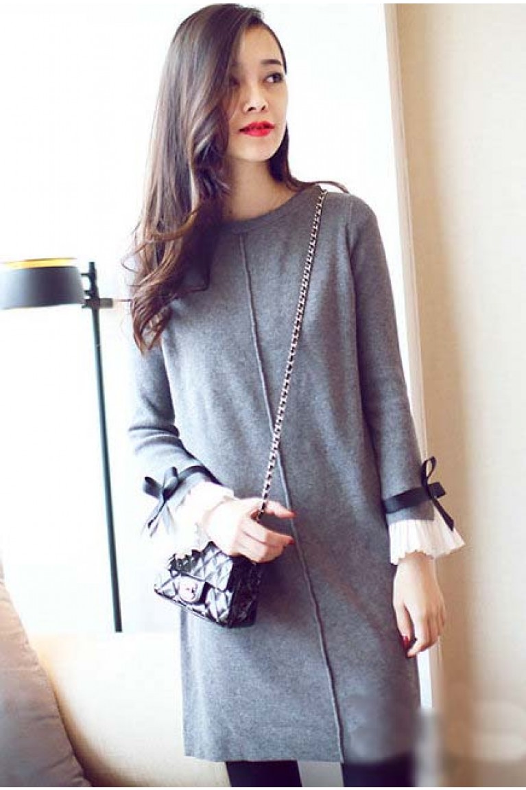 Ruffle Ribbon Long Sleeve Maternity Blouse