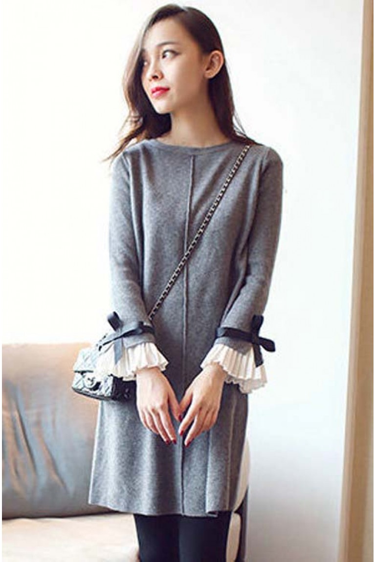 Ruffle Ribbon Long Sleeve Maternity Blouse